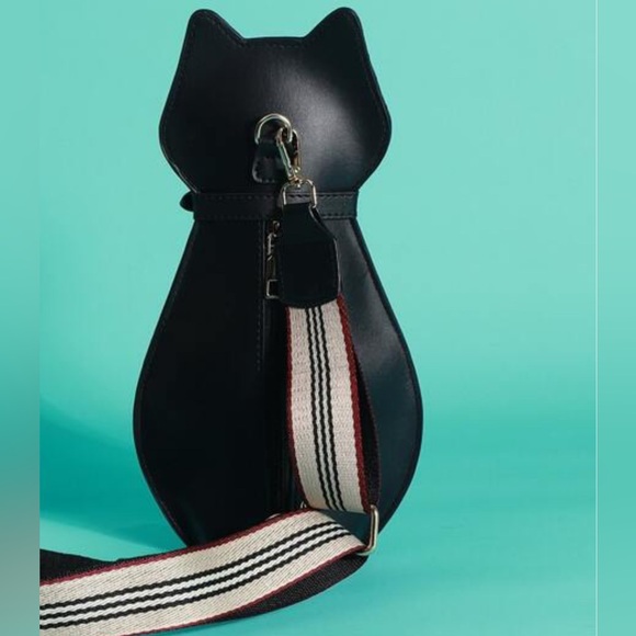 Cat supplies Bag crossbody kitten purse black backpack mini gold collar travel - Picture 3 of 8